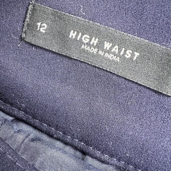 LOFT High Waist Navy Blue Dress Shorts Triple Button Zip Fly 4" Inseam Size 12 - Picture 3 of 12